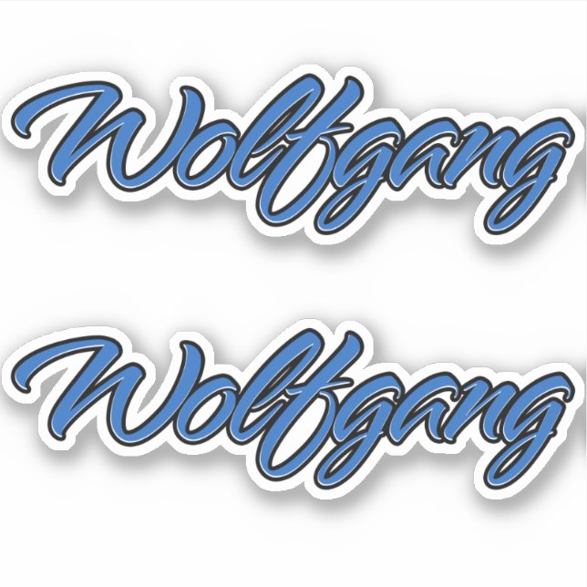 Wolfgang name blue sticker stickers sticker set (Front)