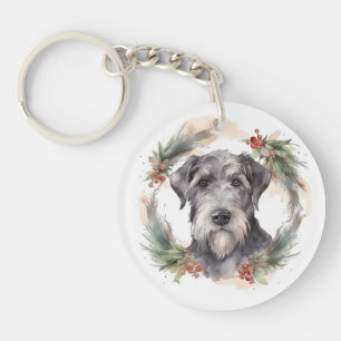 Wolfhound Christmas Wreath Festive Pup Key Ring