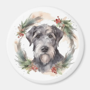 Wolfhound Christmas Wreath Festive Pup Magnet