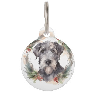 Wolfhound Christmas Wreath Festive Pup Pet Tag