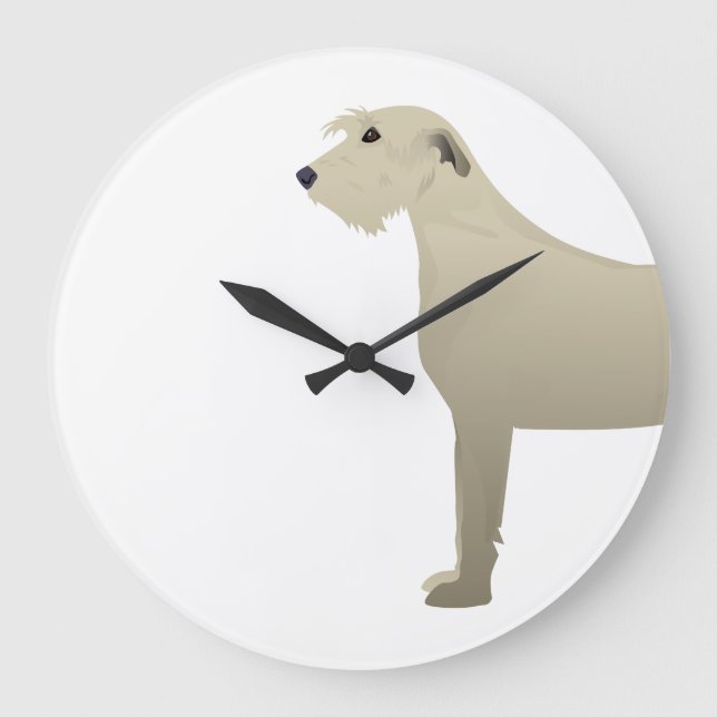 Wolfhound Dog Basic Breed Silhouette Large Clock (Front)