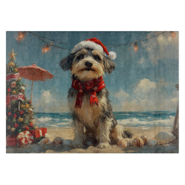 Wolfhound Dog Christmas Vintage Beach Cutting Board (Front)