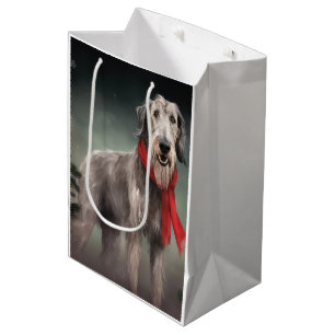 Wolfhound Dog in Snow Christmas Medium Gift Bag