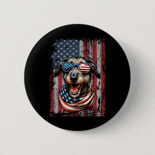 Wolfhound Dog Lover Us Flag 4th Of July Patriotic 6 Cm Round Badge