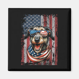 Wolfhound Dog Lover Us Flag 4th Of July Patriotic  Magnet