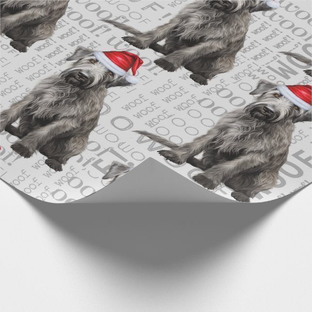 Wolfhound dog Santa Christmas for Dog Lovers Wrapping Paper (Corner)