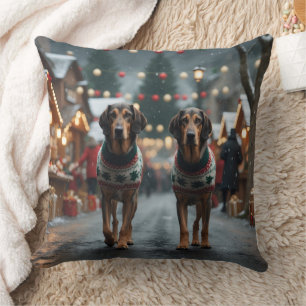 Wolfhound Dogs Christmas Snow Holiday Cushion