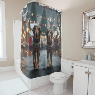 Wolfhound Dogs Christmas Snow Holiday Shower Curtain