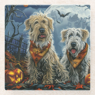 Wolfhound Halloween Spooky Glass Coaster