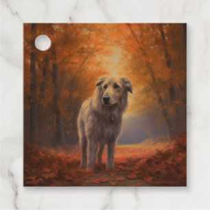 Wolfhound in Autumn Leaves Fall Inspire  Favour Tags