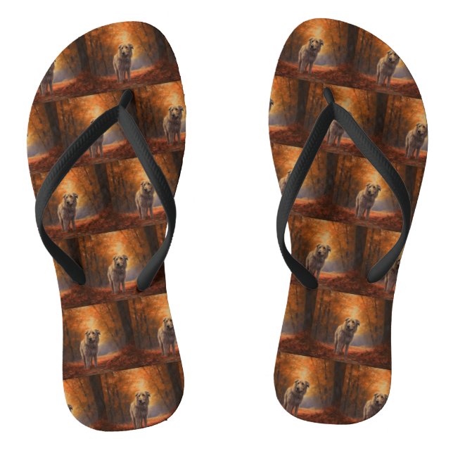 Wolfhound in Autumn Leaves Fall Inspire  Jandals (Footbed)