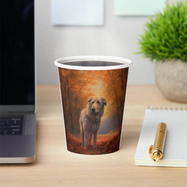 Wolfhound in Autumn Leaves Fall Inspire  Paper Cups (Insitu)