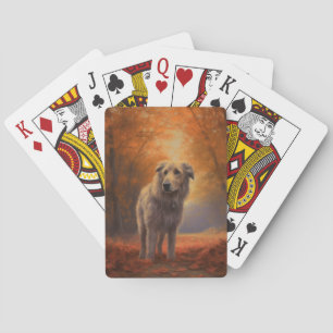 Wolfhound in Autumn Leaves Fall Inspire Playing Cards