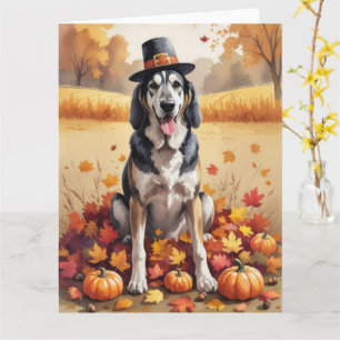Wolfhound In Autumn Leaves Thanksgiving Art  Card