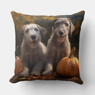 Wolfhound Puppy Autumn Delight Pumpkin Cushion