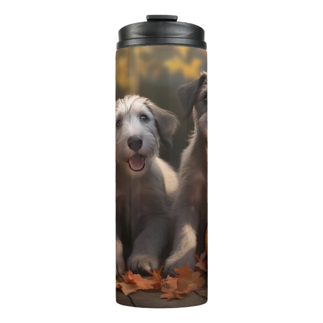 Wolfhound  Puppy Autumn Delight Pumpkin Thermal Tumbler (Front)