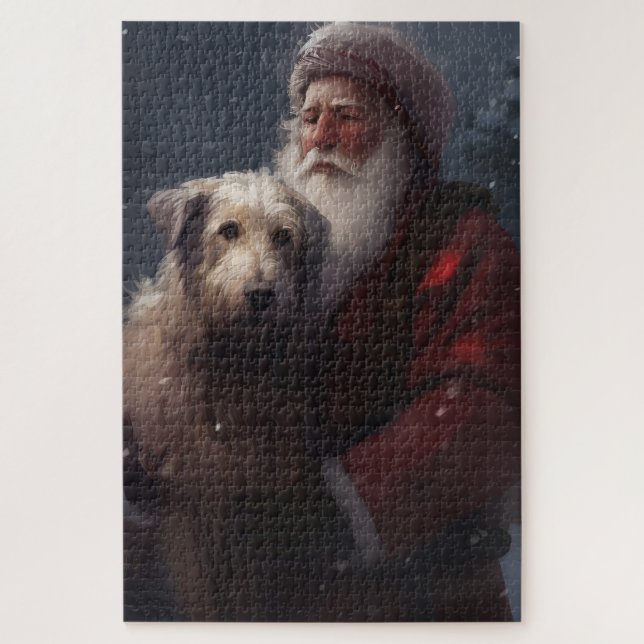 Wolfhound With Santa Claus Festive Christmas Jigsaw Puzzle (Vertical)
