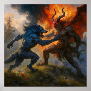 Wolfman Meets Krampus Poster