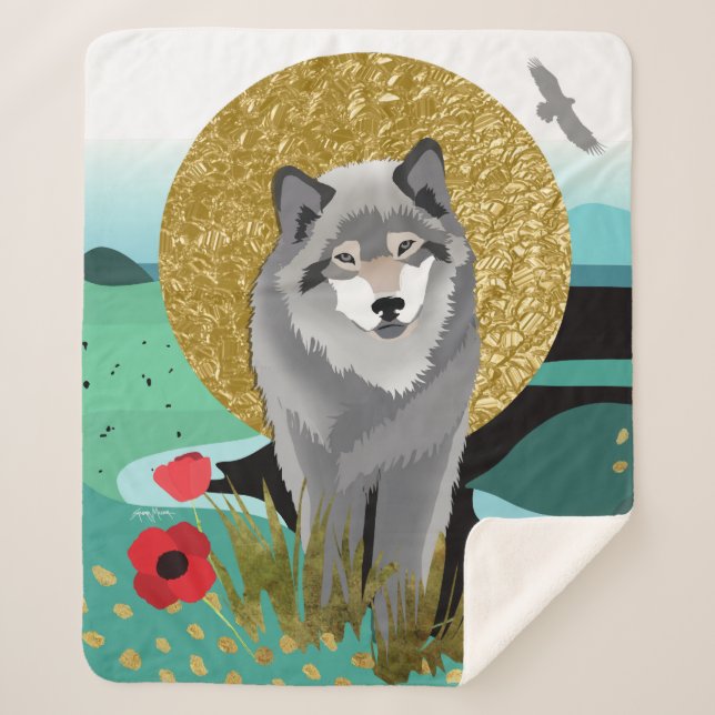 WOLFMOON AURA Sherpa Blanket -3 SIZES (Front)