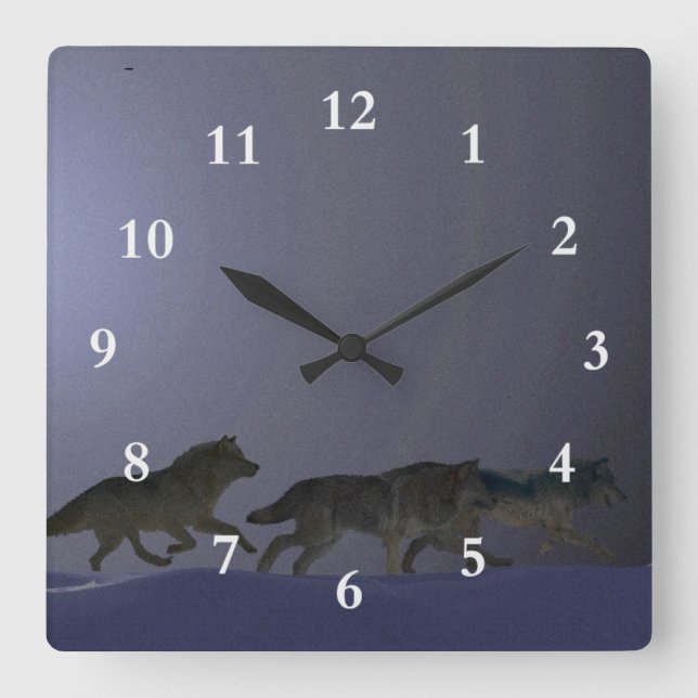 Wolfpack Square Wall Clock (Front)