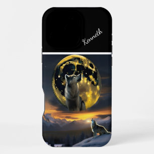 Wolf's Cry Echoes at Moon iPhone 16 Pro Max Case