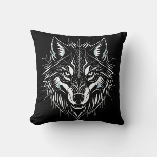Wolf's head art cushion