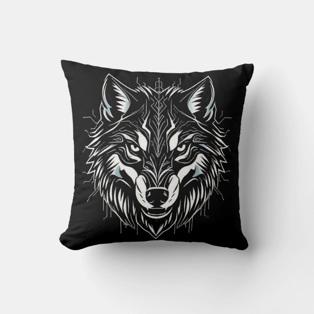 Wolf's head art cushion (Front)