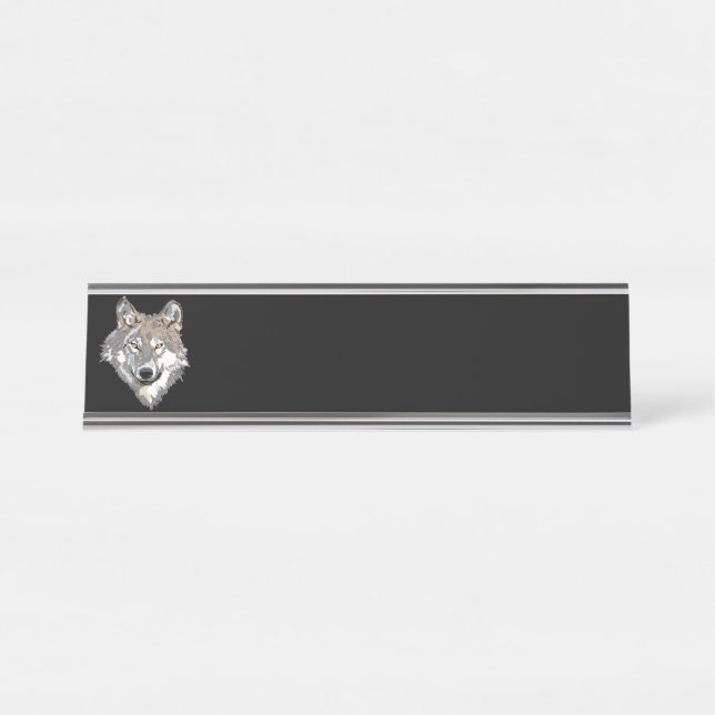 Wolf's Head Desk Name Plate (Front)
