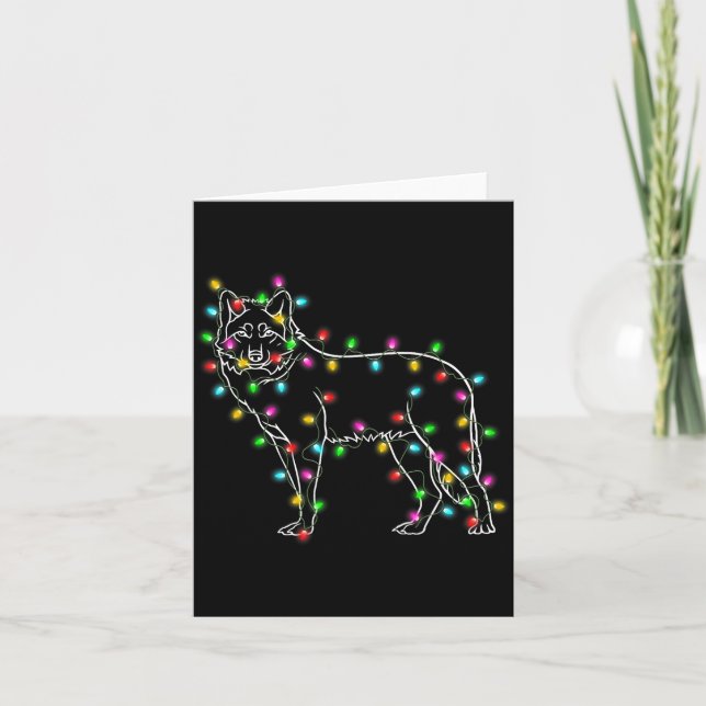 Wolfs Tree Christmas Sweater Xmas Pet Animal Wolf  Card (Front)