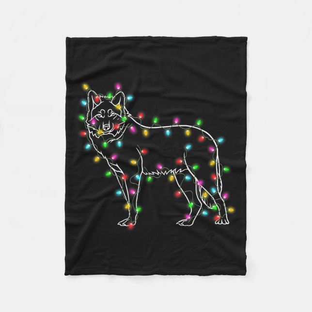 Wolfs Tree Christmas Sweater Xmas Pet Animal Wolf  Fleece Blanket (Front)