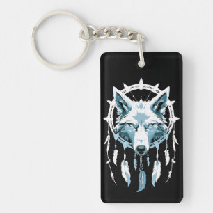 Wolf's Warning with Dream Catcher Key Ring