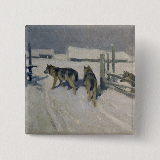 Wolfs, Winter Night, c.1910 15 Cm Square Badge (Front)