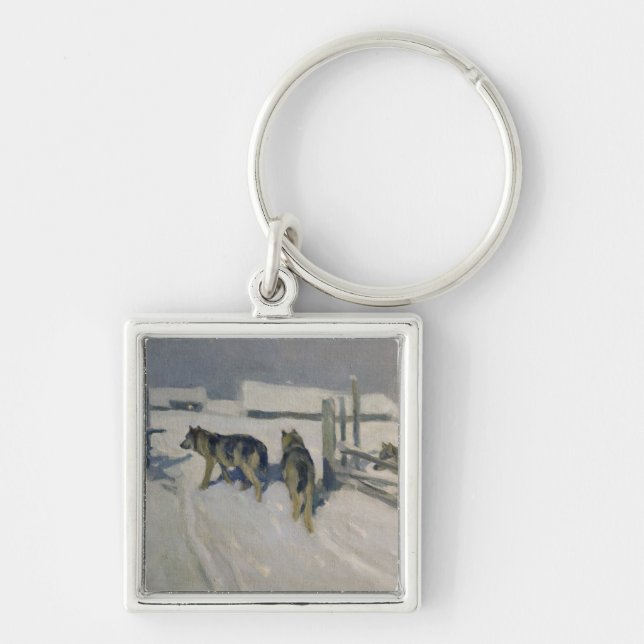 Wolfs, Winter Night, c.1910 Key Ring (Front)