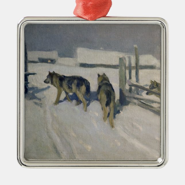 Wolfs, Winter Night, c.1910 Metal Tree Decoration (Front)