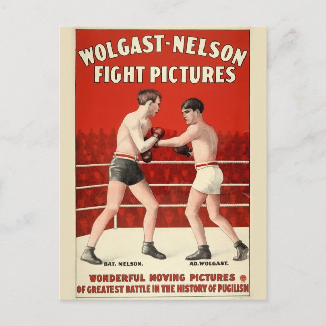 Wolgast-Nelson Fight Pictures - Restored Poster Postcard (Front)