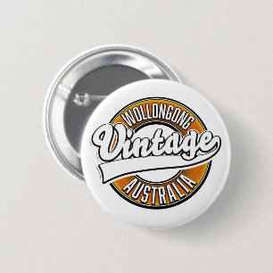 Wollongong australia vintage style logo. 6 cm round badge