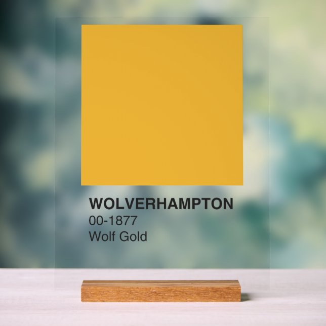 Wolverhampton Wolf Gold - Clear Background Acrylic Sign (Neutral)
