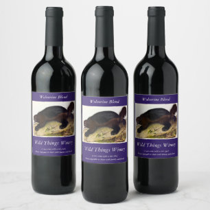 Wolverine or Wolverene (Gulo gulo) by Audubon Wine Label