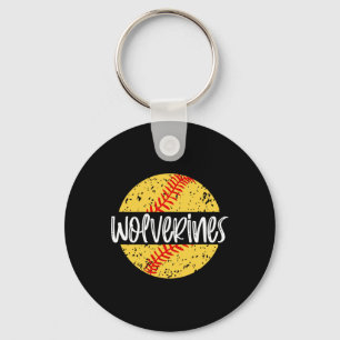 Wolverines Softll Team Mascot School Spirit Game D Key Ring