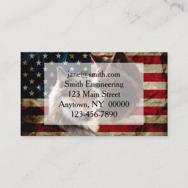 Wolves  American Flag Business Card (Front)