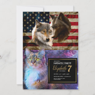 Wolves American Flag Invitation