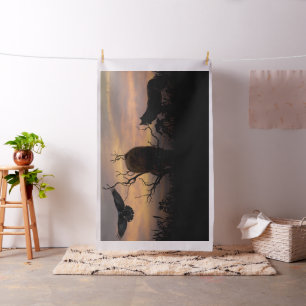 Wolves and Raven Fabric