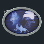 Wolves and Raven with full moon Belt Buckle<br><div class="desc">Wolves and Raven with full moon - Digital Fantasy Art Painting by Krisi ArtKSZP >>> More Products in Store Category >>> Wolves Raven - Wolf mit Rabe >>> Wolves and Raven with full moon</div>