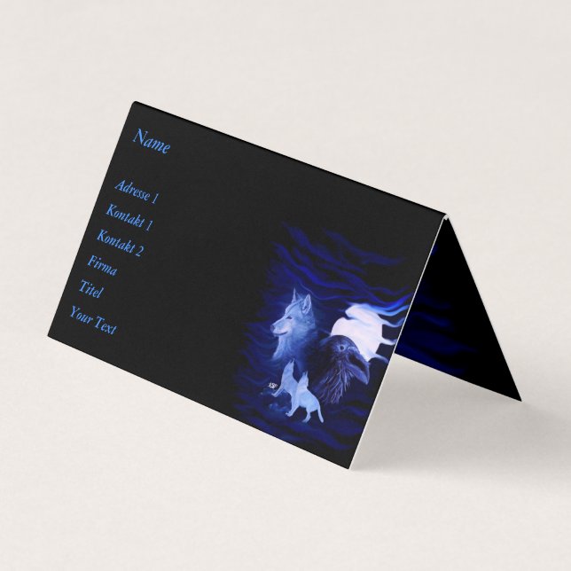 Wolves and Raven with full moon Business Card (Front)