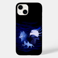 Wolves and Raven with full moon