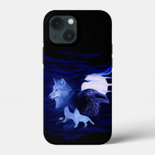 Wolves and Raven with full moon iPhone 13 Mini Case