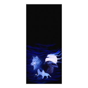 Wolves and Raven with full moon Rack Card