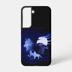 Wolves and Raven with full moon Samsung Galaxy Case