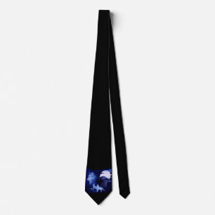 Wolves and Raven with full moon Tie