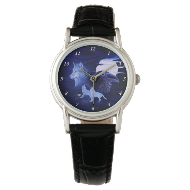 Wolves and Raven with full moon Watch (Front)